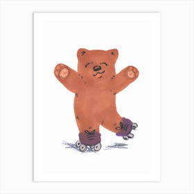 Rollerskating Bear Art Print