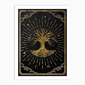 Gold Mystical Tarot: Tree of life Art Print