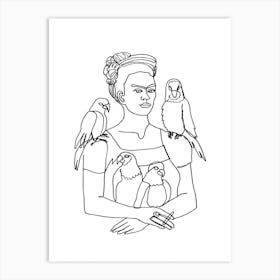 Frida And Birds Art Print