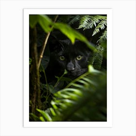 Black Cat In The Jungle.Generated AI. Wall Art Print 2 Art Print