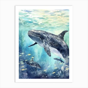 Nothern Right Whale Storybook Illustration 2 Art Print