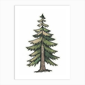 Spruce Tree Pixel Illustration 2 Art Print