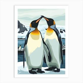 Emperor Penguin Paradise Harbor Minimalist Illustration 4 Art Print