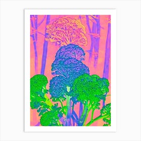 Broccoli 3 Risograph Retro Poster vegetable Art Print