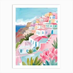 santorini pink illustration Art Print