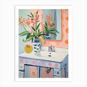 Bathroom Vanity Painting With A Snapdragon Bouquet 3 Art Print