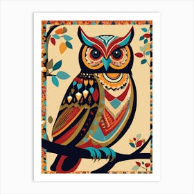 Colorful Owl, Abstract owl Art, 1441 Art Print