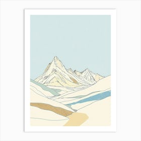 Toubkal Morocco Color Line Drawing (4) Art Print