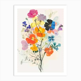Evening Primrose 2 Collage Flower Bouquet Art Print