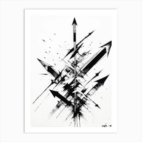 A Conceptual Digital Painting Showcasing A Grunge Infused Collection Of Hand Drawn Vector Arrows In (1) Art Print