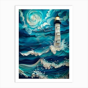 Lighthouse In The Ocean Art Print