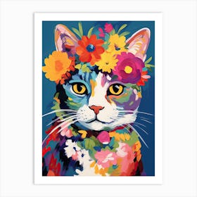 Cat With A Flower Crown Painting Matisse Style 3 Art Print