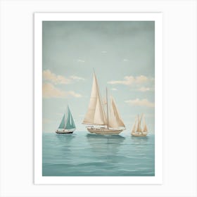 Sailboats In The Ocean Art Print