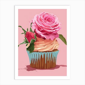 English Roses Painting Rose In A Cupcake 3 Art Print