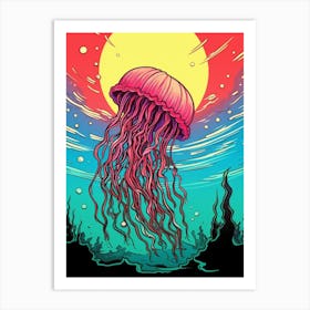 Jellyfish Retro Pop Art 3 Art Print