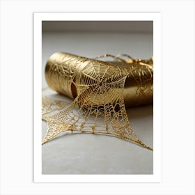 Gold Spider Web Art Print