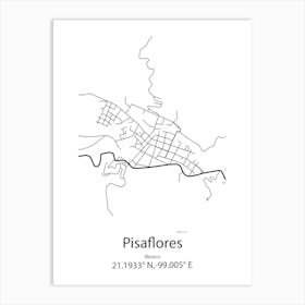 Pisaflores,Mexico Minimalist Map Póster