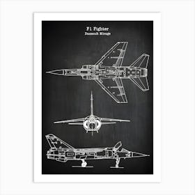 F1 Dassault Mirage Airplane Decor F1 Aircraft Decor Plane Decor Airplane Art Airplane Print Airplane Blueprint Airplane Vf11 Art Print