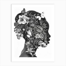 Portrait Of A Woman With Flowers 10 Art Print