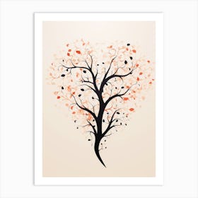 Swirl Cream & Coral Tree Heart 3 Art Print