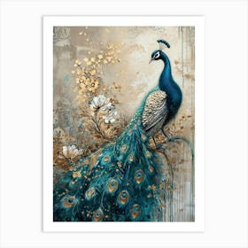 Kitsch Ornamental Peacock 4 Art Print