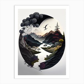 Landscapes 1, Yin and Yang Illustration Art Print