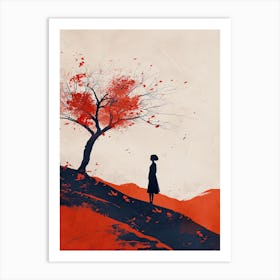 Woman Under A Tree, Minimalism Art Print