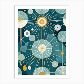 Abstract Dandelion In Blue Art Print