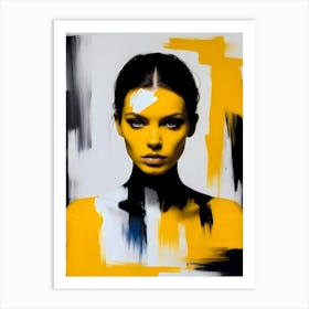 Lisa Yellow And Black Abstract Art Painting Art Print