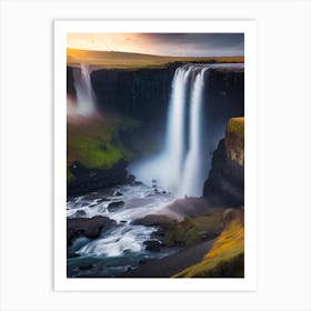 Skogarfoss Waterfall, Iceland Realistic Photograph (1) Art Print