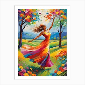 Woman Dancing In A Field Art Print