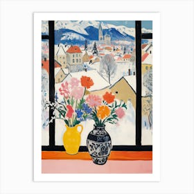 The Windowsill Of Ljubljana   Slovenia Snow Inspired By Matisse 3 Art Print