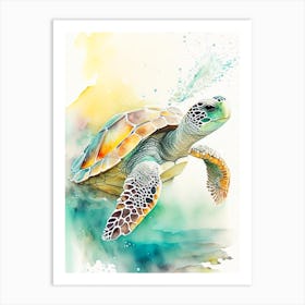 Hatching Sea Turtle, Sea Turtle Storybook Watercolours 1 Art Print