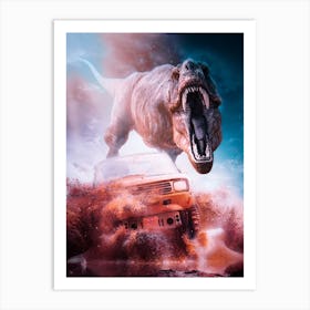 The Tyrannosaurus Attack in desert Art Print