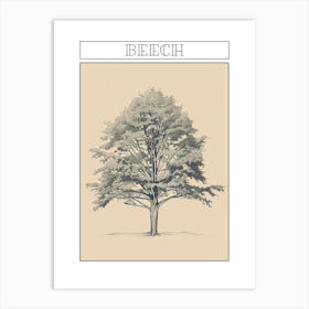 Beech Tree Minimalistic Drawing 1 Poster Art Print