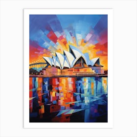 Opera House Sydney I, Modern Abstract Brush Style Vibrant Painting Art Print