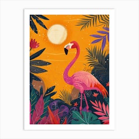 Greater Flamingo Las Coloradas Mexico Tropical Illustration 5 Art Print