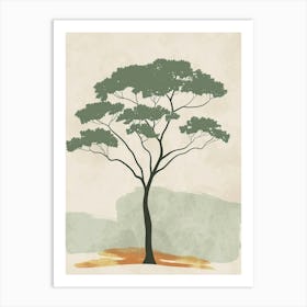 Acacia Tree Minimal Japandi Illustration 4 Art Print