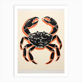 Crab, Woodblock Animal  Drawing 4 Art Print