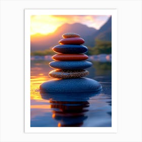 Zen Stones In The Water Art Print