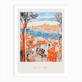 Marseille France 3 Orange Drawing Poster Art Print