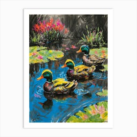 Ducks In A Pond Art Print