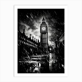 Big Ben In The Rain Art Print