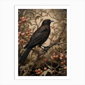 Dark And Moody Botanical Cowbird 4 Art Print