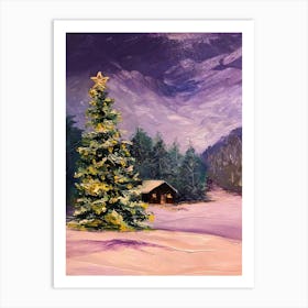 Christmas Tree In The Snow Art Print