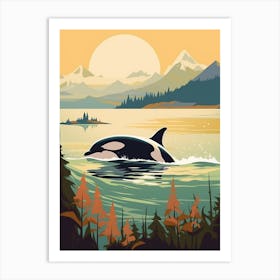 Icy Orca Whale With Snowy Mountains Art Print