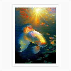Utsurimono 1, Koi Fish Monet Style Classic Painting Art Print