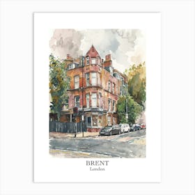 Brent London Borough   Street Watercolour 1 Poster Art Print