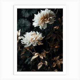 Dahlias Vintage Art Print