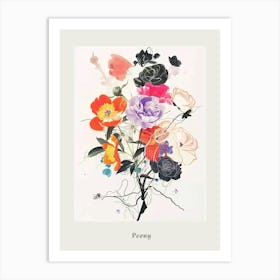 Peony 2 Collage Flower Bouquet Poster Art Print